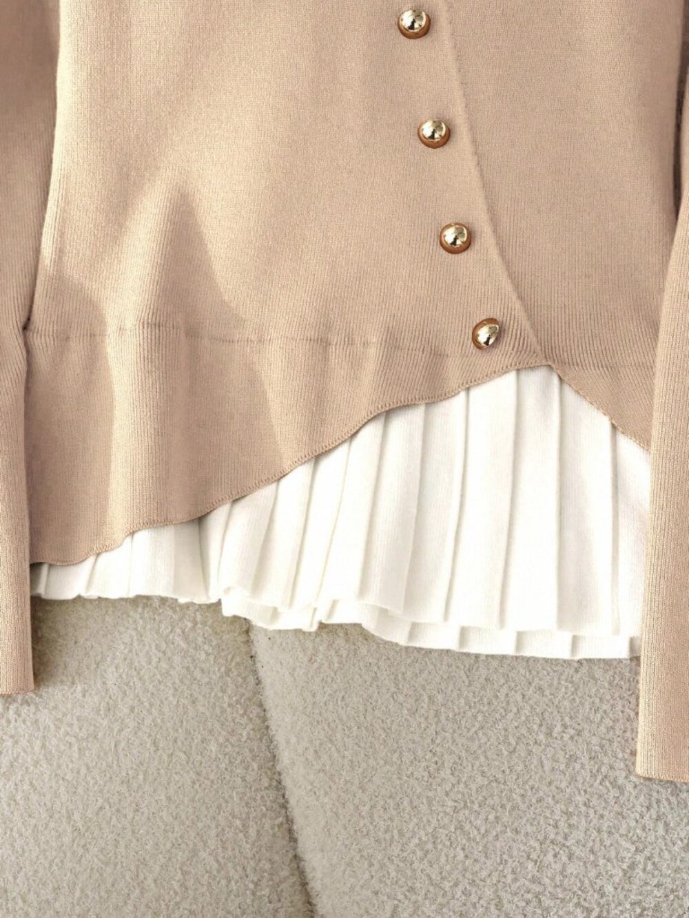 Apricot Elegant Women's Casual Sweater With Metal Button - Picture 5 of 6